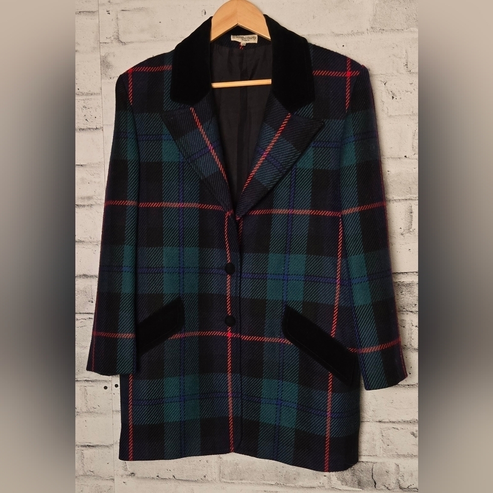 Vintage Liliane Burty Paris Wool Plaid Blazer Made in France 40 - Picture 7 of 16